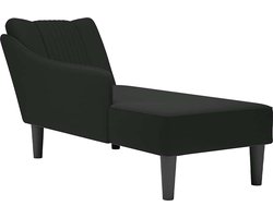 vidaXL - Chaise - longue - met - rechterarmleuning - fluweel - zwart