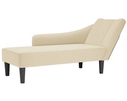 vidaXL - Chaise - longue - met - rechterarmleuning - stof - crèmekleurig