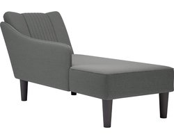 vidaXL - Chaise - longue - met - rechterarmleuning - stof - donkergrijs