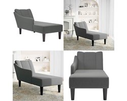 vidaXL Chaise longue met rechterarmleuning stof donkergrijs - Chaise Longue - Chaise Longues - Chaise Lounge Stoel - Chaise Lounge Bank Stoel