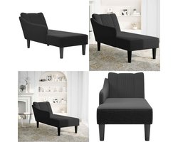vidaXL Chaise longue met rechterarmleuning stof zwart - Chaise Longue - Chaise Longues - Chaise Lounge Stoel - Chaise Lounge Bank Stoel