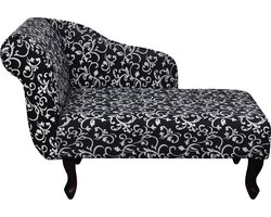 vidaXL - Chaise - longue - stof - zwart - en - wit