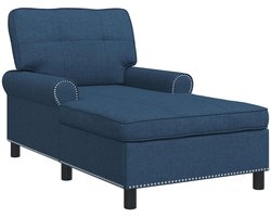 vidaXL - Chaise - Lounge - met - kussen - Blauw - 91 - x - 157 - x - 91 - cm - Stof