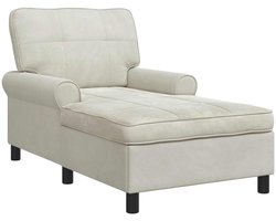 vidaXL - Chaise - Lounge - met - kussen - Crème - 91 - x - 157 - x - 91 - cm - Fluweel