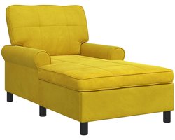 vidaXL - Chaise - Lounge - met - kussen - Geel - 91 - x - 157 - x - 91 - cm - Fluweel