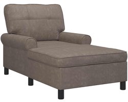 vidaXL - Chaise - Lounge - met - kussen - Grijs - 91 - x - 157 - x - 91 - cm - Antiek - PU