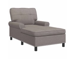 vidaXL - Chaise - Lounge - met - kussen - Taupe - 91 - x - 157 - x - 91 - cm - Stof
