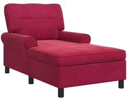 vidaXL - Chaise - Lounge - met - kussen - Wijnrood - 91 - x - 157 - x - 91 - cm - Fluweel