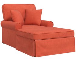 vidaXL - Chaise - Lounge - met - Rok - 3 - pcs - Rood - Oranje - Corduroy - stof