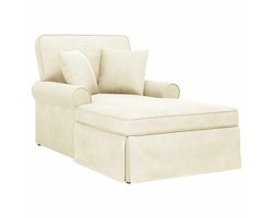 vidaXL - Chaise - Lounge - met - Rok - met - kussen - 3 - pcs - Crème - Corduroy - stof