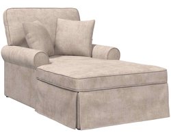 vidaXL - Chaise - Lounge - met - Rok - met - kussen - Beige - 157 - x - 91 - x - 91 - cm - ARES
