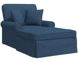 vidaXL - Chaise - Lounge - met - Rok - met - kussen - met - kussen - 3 - pcs - Blauw - Stof