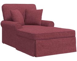 vidaXL - Chaise - Lounge - met - Rok - met - kussen - Wijnrood - 91 - x - 157 - x - 91 - cm - Stof
