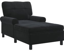 vidaXL - Chaise - Lounge - Zwart - Fluweel - 91 - x - 157 - x - 91 - cm