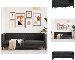 vidaXL Chesterfield Bank - Chesterfield Banken - 3-zitsbank - 3-zitsbanken - Driezitsbank Chesterfield-stijl kunstleer zwart