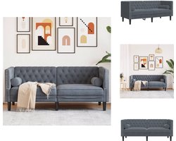 vidaXL Chesterfield Bank - Chesterfield Banken - Loveseat - Zitbank - Tweezitsbank Chesterfield-stijl en bolsters fluweel donkergrijs