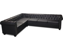 vidaXL - Chesterfield - hoekbank - 6-zits - kunstleer - zwart