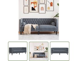 vidaXL Chesterfield - Tweezitsbank - Tweezitsbank Chesterfield-stijl en bolsters fluweel donkergrijs - Velvet Bank - Donkere Bank - Salontafel