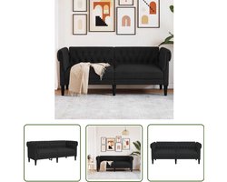 vidaXL Chesterfield - Tweezitsbank - Tweezitsbank Chesterfield-stijl stof zwart - Velours - Designstoel - Salontafel