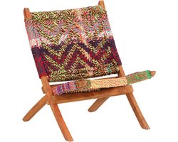 vidaXL Chindi Fauteuil - Relaxfauteuil - Klapstoel chindi stof meerkleurig - Klapsteen - Lounge Stoel - Tuinstoel