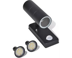 vidaXL Cilindervormige RVS LED wandlamp met bewegingssensor zwart