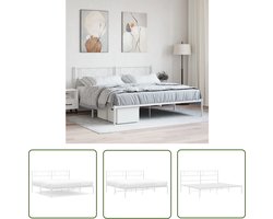 vidaXL Classic Bed Frame - Metalen Bed Frame - Bedframe met hoofdbord metaal wit 200x200 cm - Houten Bed Frame - King Size Bed - Tweepersoonsbed