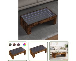 vidaXL Coffee Table - Salontafel - Salontafel met Infinity LED 90x50x30 cm gerookt eikenkleurig - Houten Salontafel - Led Tafellamp - Infinity Mirror