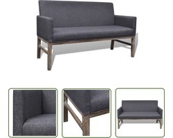vidaXL Comfortabele Bank - Donker Grijze Bank - Bank met gevoerde kussens stof rubberwood donkergrijs - Banks Kopen - Salon Meubilair - Bank Online Bestellen