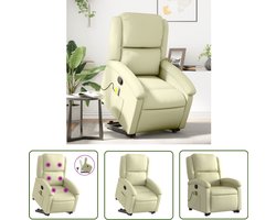 vidaXL Comfortstoelen - Sta-op Massagestoel - Sta-op-massagestoel verstelbaar echt leer crèmekleurig - Lederen Stoel - Elektrisch Bedienbare Stoel - Massageruimte