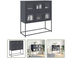 vidaXL Commode - Dressoir - Dressoir 100,5x39x107 cm koudgewalst staal antracietkleurig - Opbergkast - Salontafel - Zwart