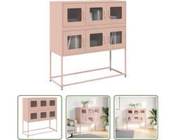 vidaXL Commode - Dressoir - Dressoir 100,5x39x107 cm koudgewalst staal roze - Rosetint - Vintage - Modern