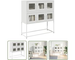 vidaXL Commode - Dressoir - Dressoir 100,5x39x107 cm koudgewalst staal wit - Opbergkast - Keukenkast - Badkamerkast