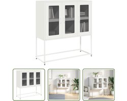 vidaXL Commode - Dressoir - Dressoir 100,5x39x107 cm koudgewalst staal wit - Opbergkast - Salontafel - Vintage