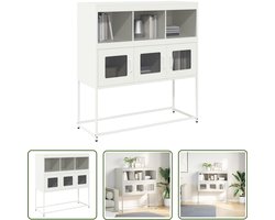 vidaXL Commode - Dressoir - Dressoir 100,5x39x107 cm koudgewalst staal wit - Opbergkast - Salontafel - Vintage