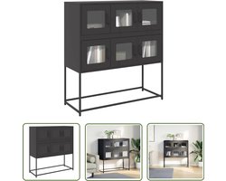 vidaXL Commode - Dressoir - Dressoir 100,5x39x107 cm koudgewalst staal zwart - Kasten - Opbergruimte - Staal