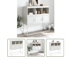 vidaXL Commode - Dressoir - Dressoir 100,5x39x107 cm staal wit - Opbergkast - Metalen Dressoir - Stalen Dressoir