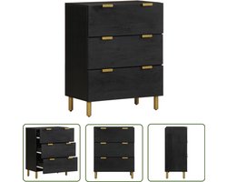vidaXL Commode - Dressoir - Dressoir 60x33x75 cm bewerkt hout zwart - Opbergkast - Houten Kast - Vintage Kast