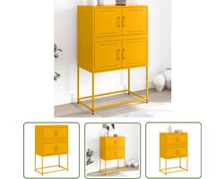 vidaXL Commode - Dressoir - Dressoir 68,5x38,5x107 cm staal mosterdgeel - Industrieel Design - Mustard Geel - Metalen Dressoir