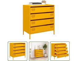 vidaXL Commode - Dressoir - Dressoir 68x39x73,5 cm koudgewalst staal mosterdgeel - Meubel - Vintage - Industrieel