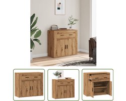 vidaXL Commode - Dressoir - Dressoir 80x33x70 cm bewerkt hout artisanaal eikenkleurig - Houten Meubel - Opslagkast - Livingroom Furniture