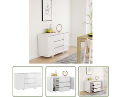 vidaXL Commode - Dressoir - Dressoir met 3 lades 120x41x75 cm bewerkt hout hoogglans wit - Opbergmeubel - Houten Dressoir - Wit Dressoir