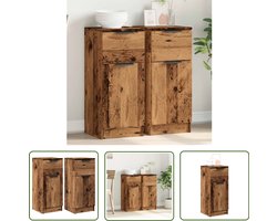 vidaXL Commode - Dressoir - Dressoirs 2 st 30x30x70 cm bewerkt hout oud houtkleurig - Houten Meubel - Vintage Design - Opbergruimte