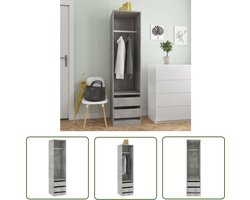 vidaXL Compact - Kledingkast - Kledingkast met lades 50x50x200 cm bewerkt hout betongrijs - Grijze Kledingkast - Houten Kledingkast - Bergruimte