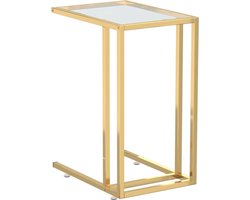 vidaXL - Computer - bijzettafel - 50x35x65 - cm - gehard - glas - transparant