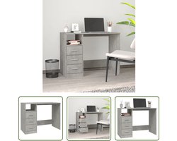 vidaXL Computer Bureau - Bureau Beton Grijs - Bureau met lades 102x50x76 cm bewerkt hout betongrijs - Houten Bureau - Kantoormeubel - Opbergruimte