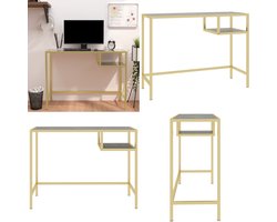 vidaXL Computerbureau 100x36x74 cm gehard glas zwartmarmerkleurig - Computerbureau - Computerbureaus - Glazen Kantoorbureau - Kantoorbureau