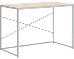 vidaXL - Computerbureau - 110x60x70 - cm - bewerkt - hout - wit - en - eikenkleurig
