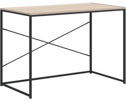 vidaXL - Computerbureau - 110x60x70 - cm - bewerkt - hout - zwart - en - eikenkleurig