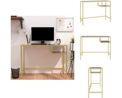 vidaXL Computerbureau - Computerbureaus - Glazen Kantoorbureau - Kantoorbureau - Computerbureau 100x36x74 cm gehard glas zwartmarmerkleurig