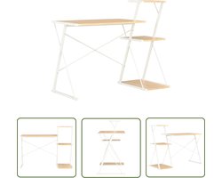 vidaXL Computerbureau - Kantoorbureau - Bureau met schap 116x50x93 cm wit en eikenkleurig - Bureaus Met Lade - Houten Bureau - Modern Bureau